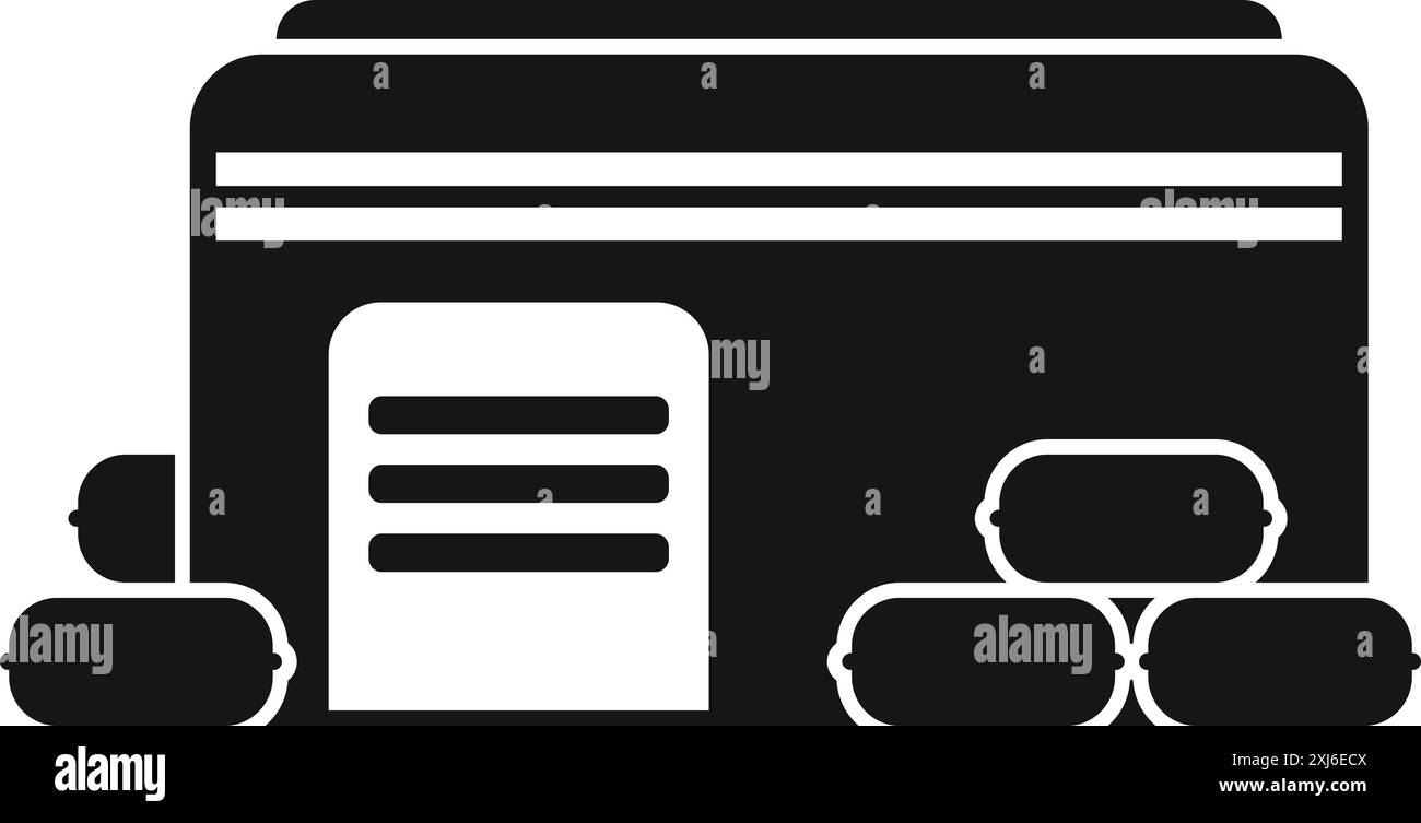 Lagergebäude mit Heuballen, Symbol für Landwirtschaft und Landwirtschaft in Schwarz Stock Vektor