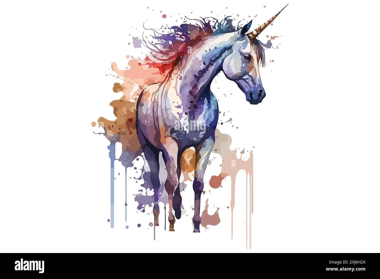 Aquarell Unicorn Vektor-Illustration Stock Vektor