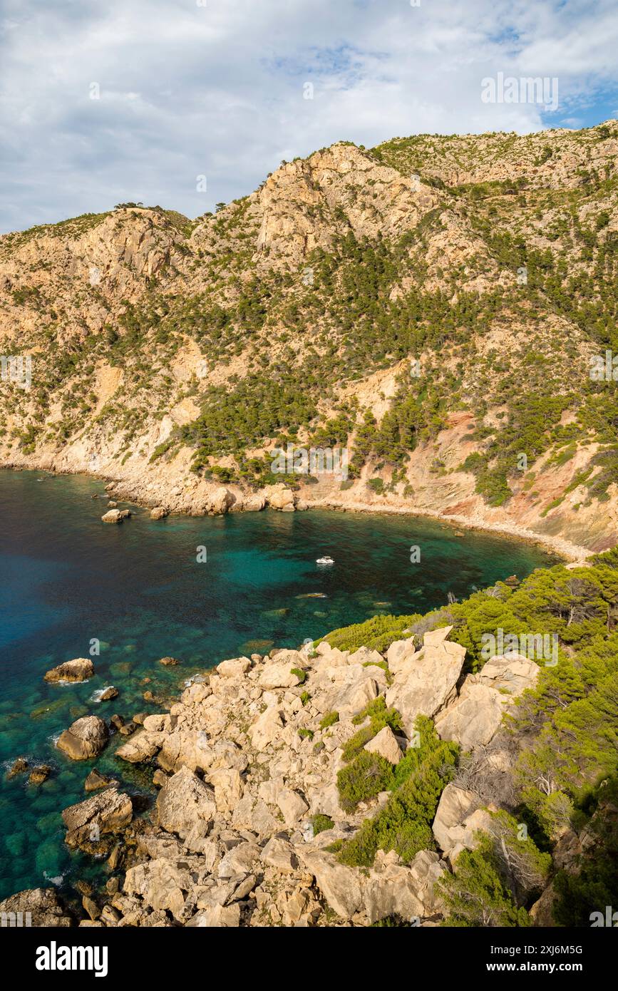 Cala EN Basset Bucht in der Nähe von Sant Elm, Andratx, Mallorca, Balearen, Spanien Stockfoto