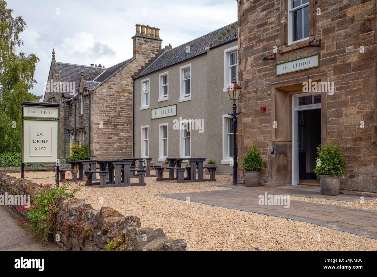 The Leddie, ein preisgekröntes 4-Sterne-Hotel & Restaurant in Aberlady, East Lothian, Schottland, Großbritannien - ehemals Ducks. Stockfoto