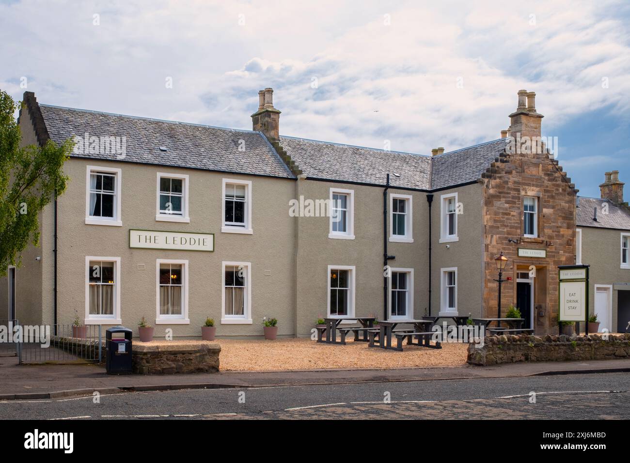 The Leddie, ein preisgekröntes 4-Sterne-Hotel & Restaurant in Aberlady, East Lothian, Schottland, Großbritannien - ehemals Ducks. Stockfoto