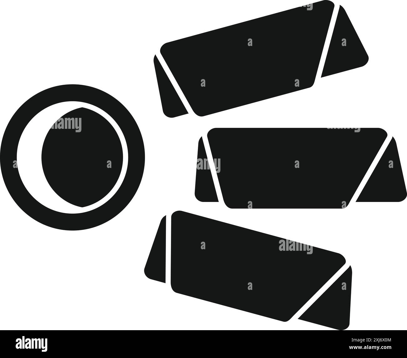 Symbol der schwarzen Glyphe, Illustration von drei Frühlingsbrötchen mit süßer Chili-Sauce, perfekt für eine Website oder ein Menü Stock Vektor