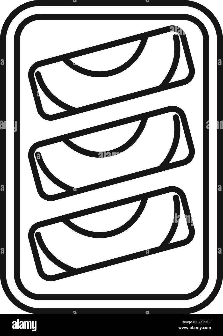 Kohlrollen sind in einem Kunststoffbehälter übersichtlich angeordnet und können an Kunden geliefert werden Stock Vektor