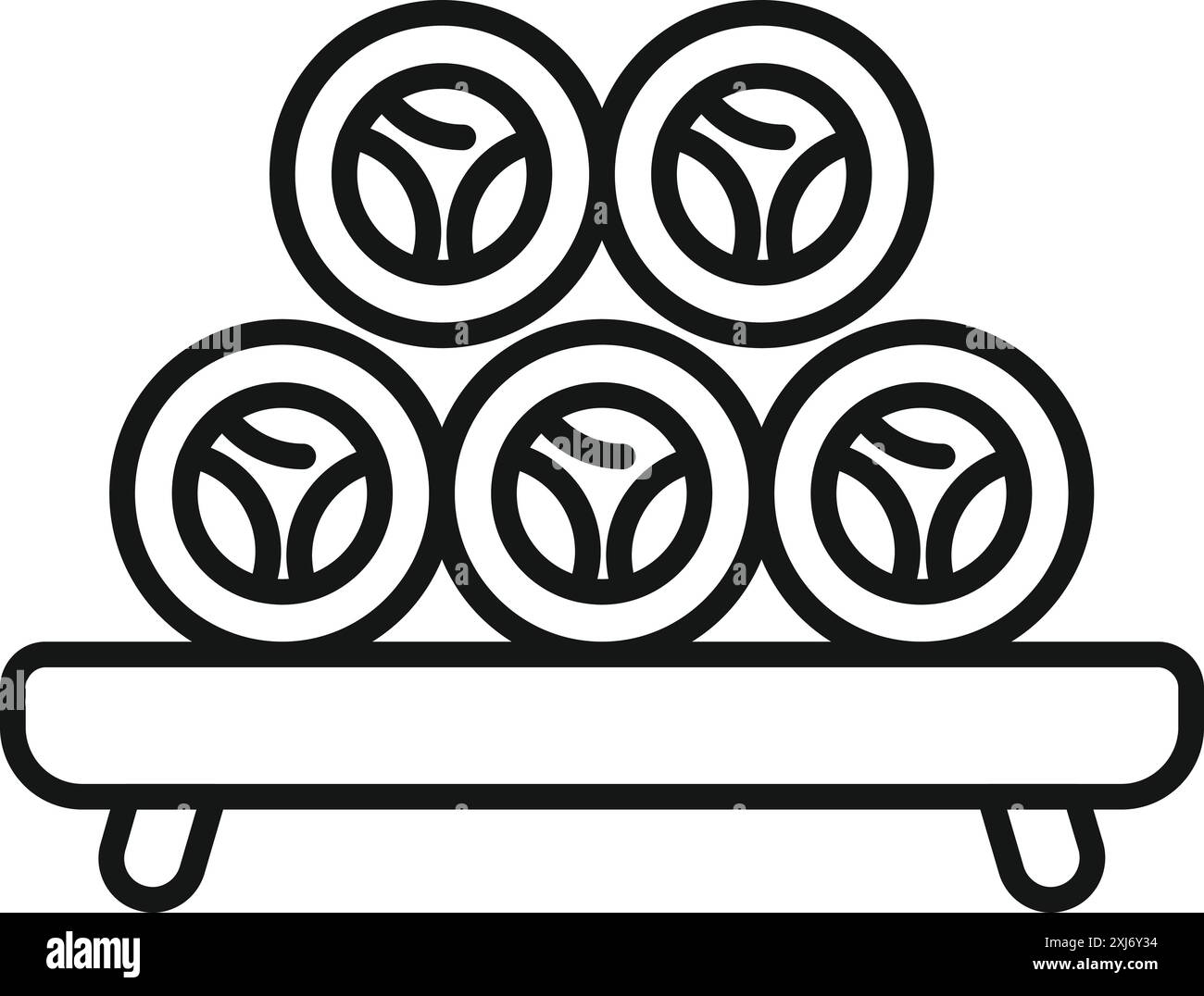 Sushi-Brötchen auf Holztablett für Restaurantgäste Stock Vektor