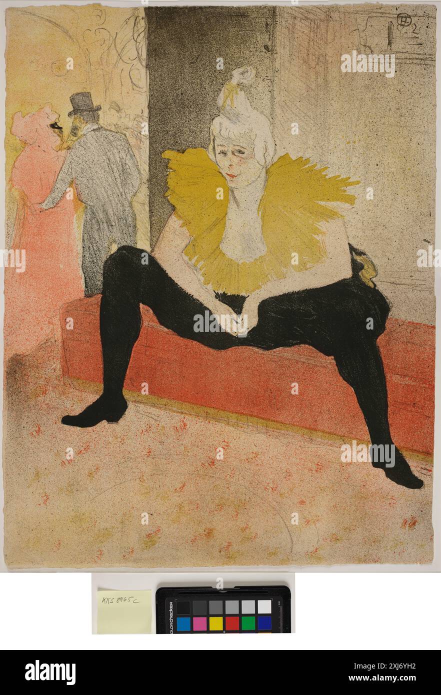 Lithografie, die zwei Frauen, Madame Baron und Mademoiselle Popo, beim Frühstück auf einem Tablett zeigt und die häusliche Szene, Gesten und Kleidung hervorhebt. Stockfoto
