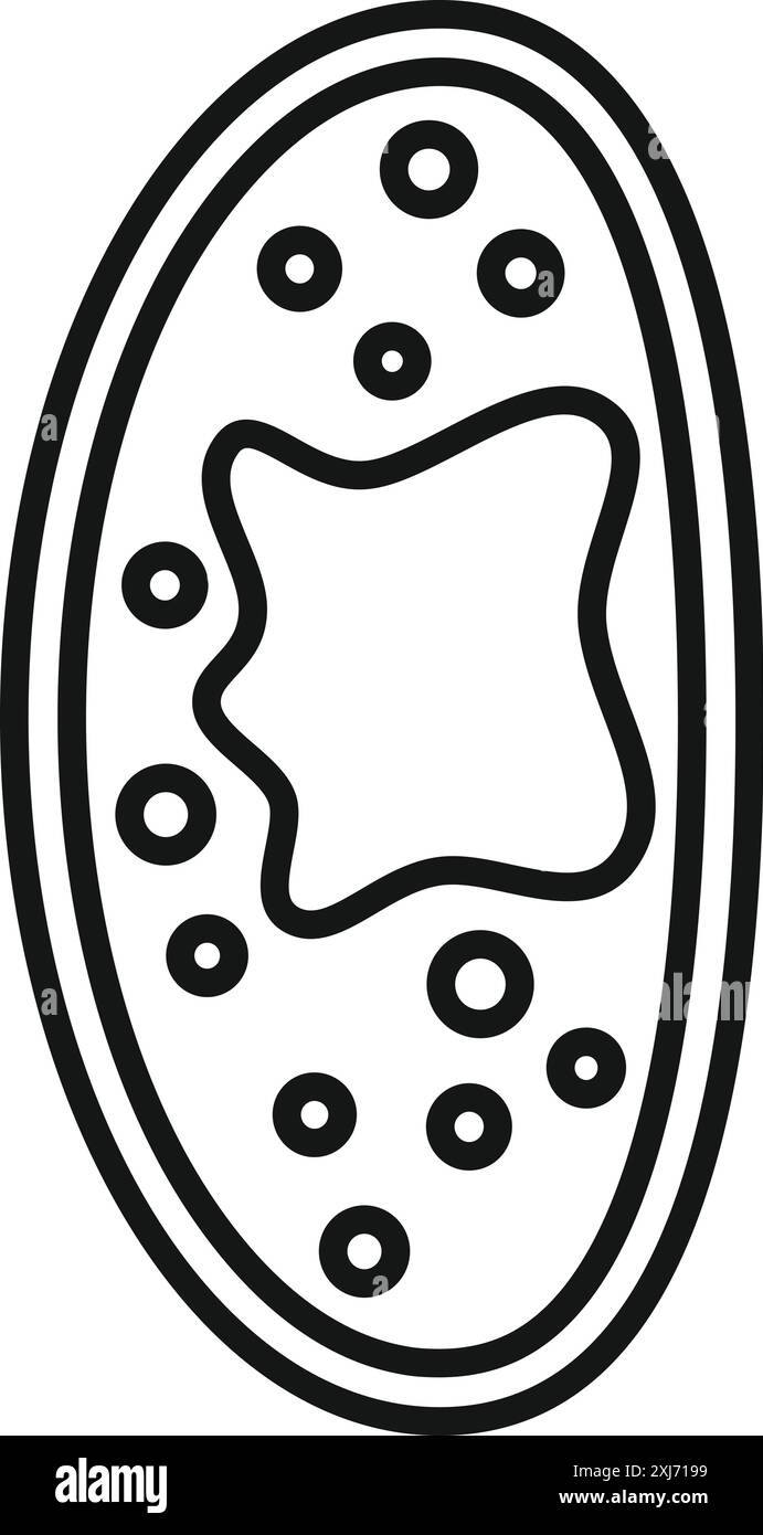 Salmonellenbakterien mit Zellmembran- und Zellkernsymbol im Umrissstil Stock Vektor