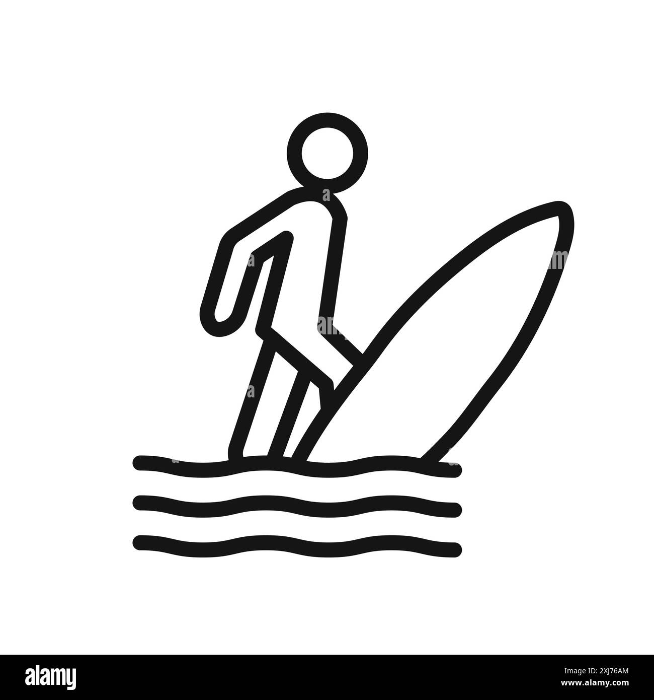 Surf-Symbol Vektorlinie Logo-Marke oder Symbol Set Kollektion Umrissstil Stock Vektor