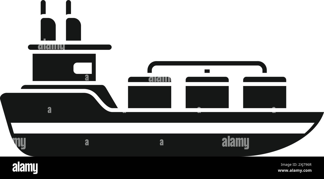 Schwarz-weißes Symbol eines Gastransportschiffs, das lng transportiert Stock Vektor