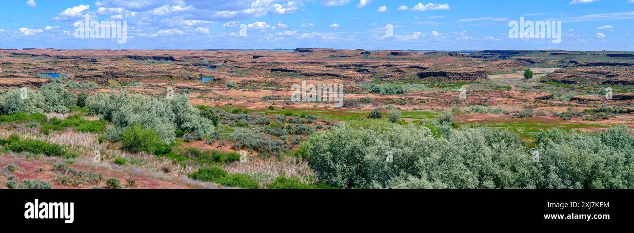 Panorama des Drumheller Channels Natural Landmark in der Nähe von Othello, Washington, USA Stockfoto