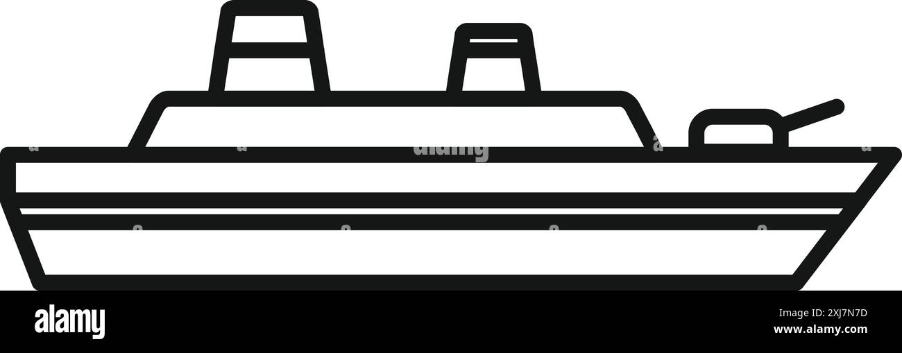 Militärisches Kriegsschiff schützt die Landesgrenze in schlichtem Stil Stock Vektor