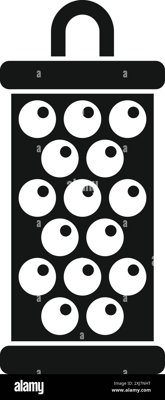 Einfaches Symbol eines Aquarienbelüfters mit schwarzem Zylinder und Luftblasen zur Erhöhung des Sauerstoffgehalts im Wasser Stock Vektor