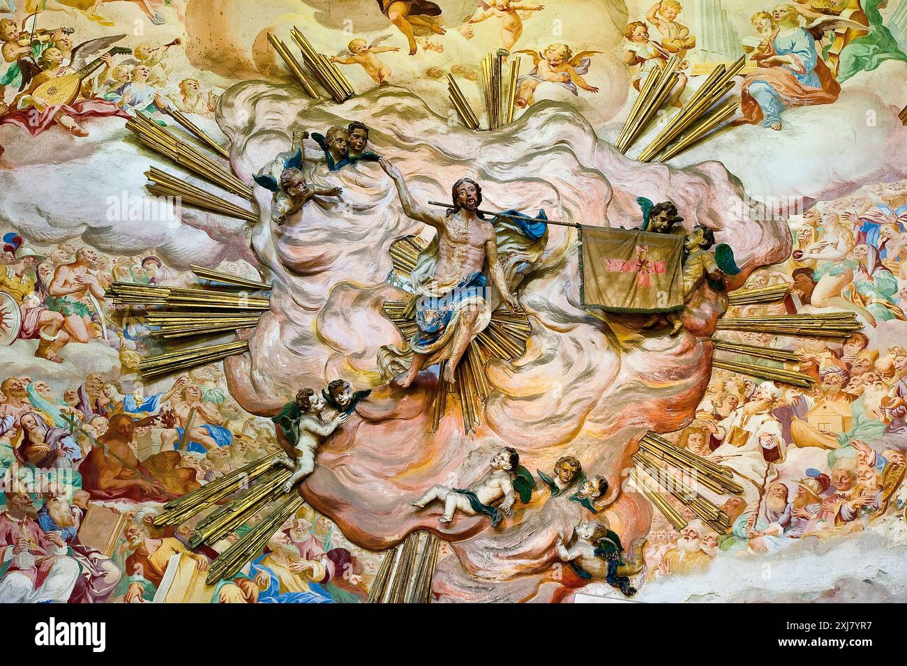 Italien Piemont Domoossola Heiliger Berg die Auferstehungsskulpturen von Giuseppe Rusnati Bildwerke von Giovanni Sampietro Stockfoto