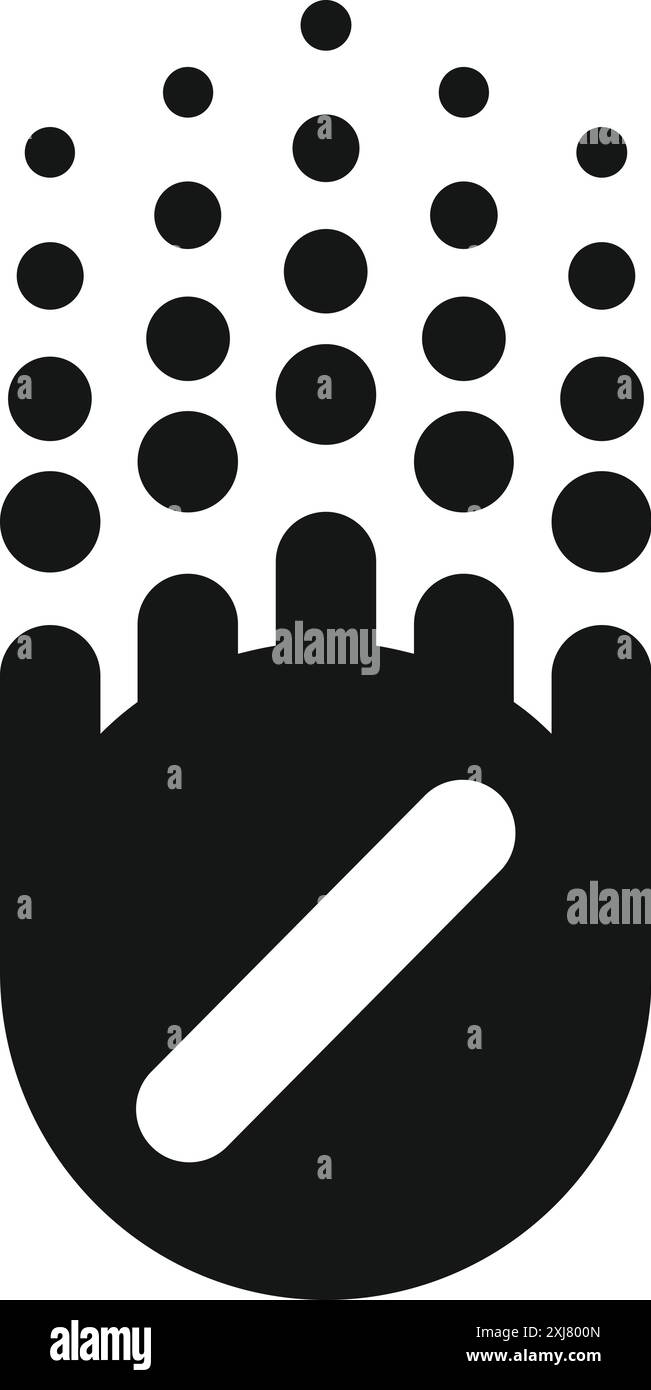 Schwarz-weiß-Symbol eines Duschkopfes, der Wassertropfen sprüht und Hygiene und Entspannung repräsentiert Stock Vektor