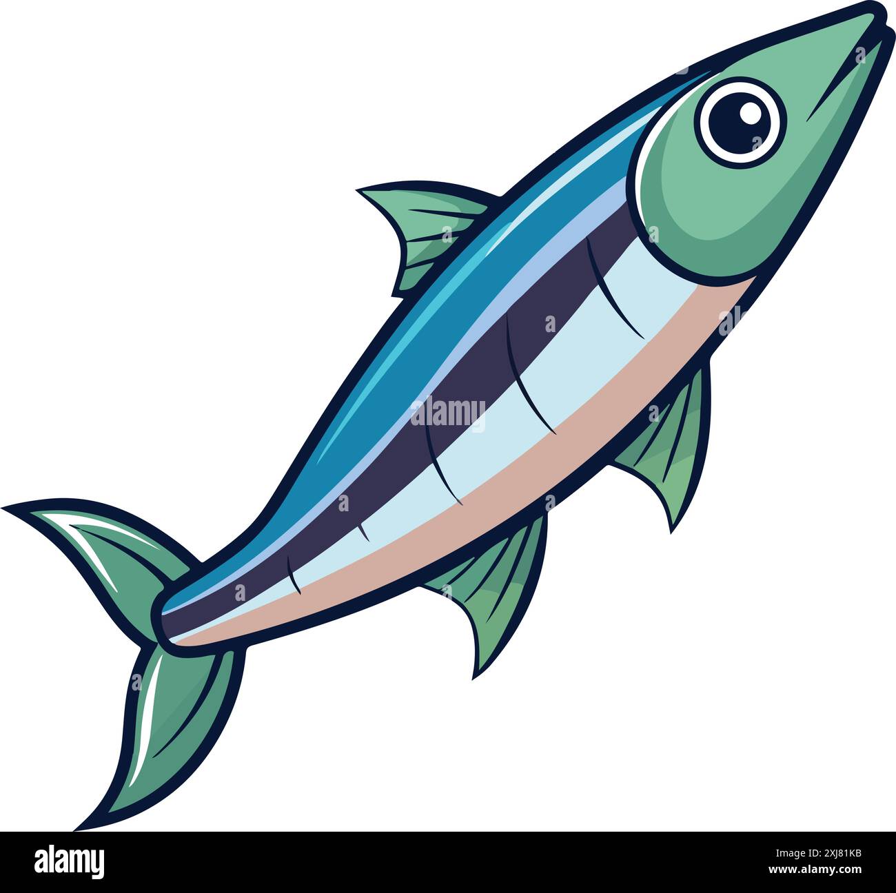 Sardellenfisch Illustration Design Vektor Silhouette Stock Vektor
