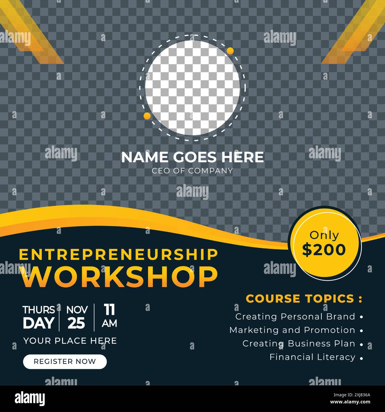 Entrepreneurship Workshop Social Media Post Template Stock Vektor