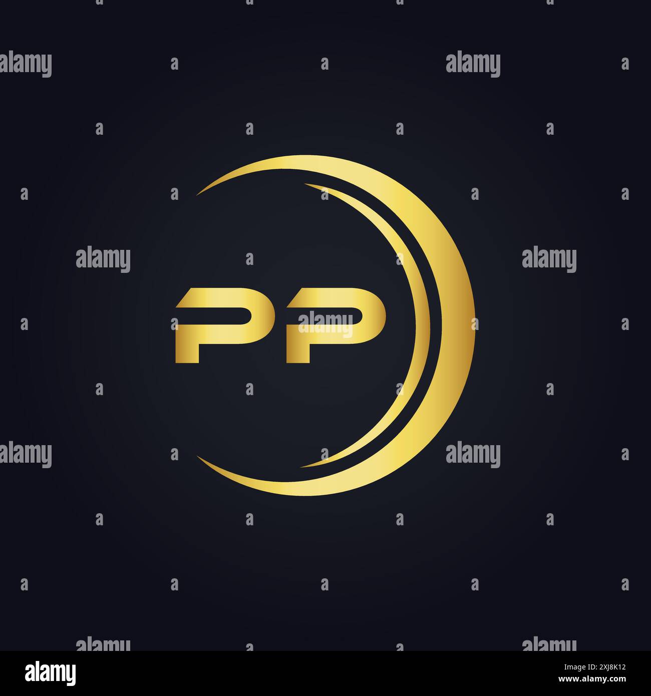 PP-Logo. P-Konstruktion. Weißer PP-Buchstabe. PP, P P-Letter-Logo. P Letter Logodesign in GOLD, GOLDENES LOGO, DREI, Stil. Letter-Logo in einem AR Stock Vektor