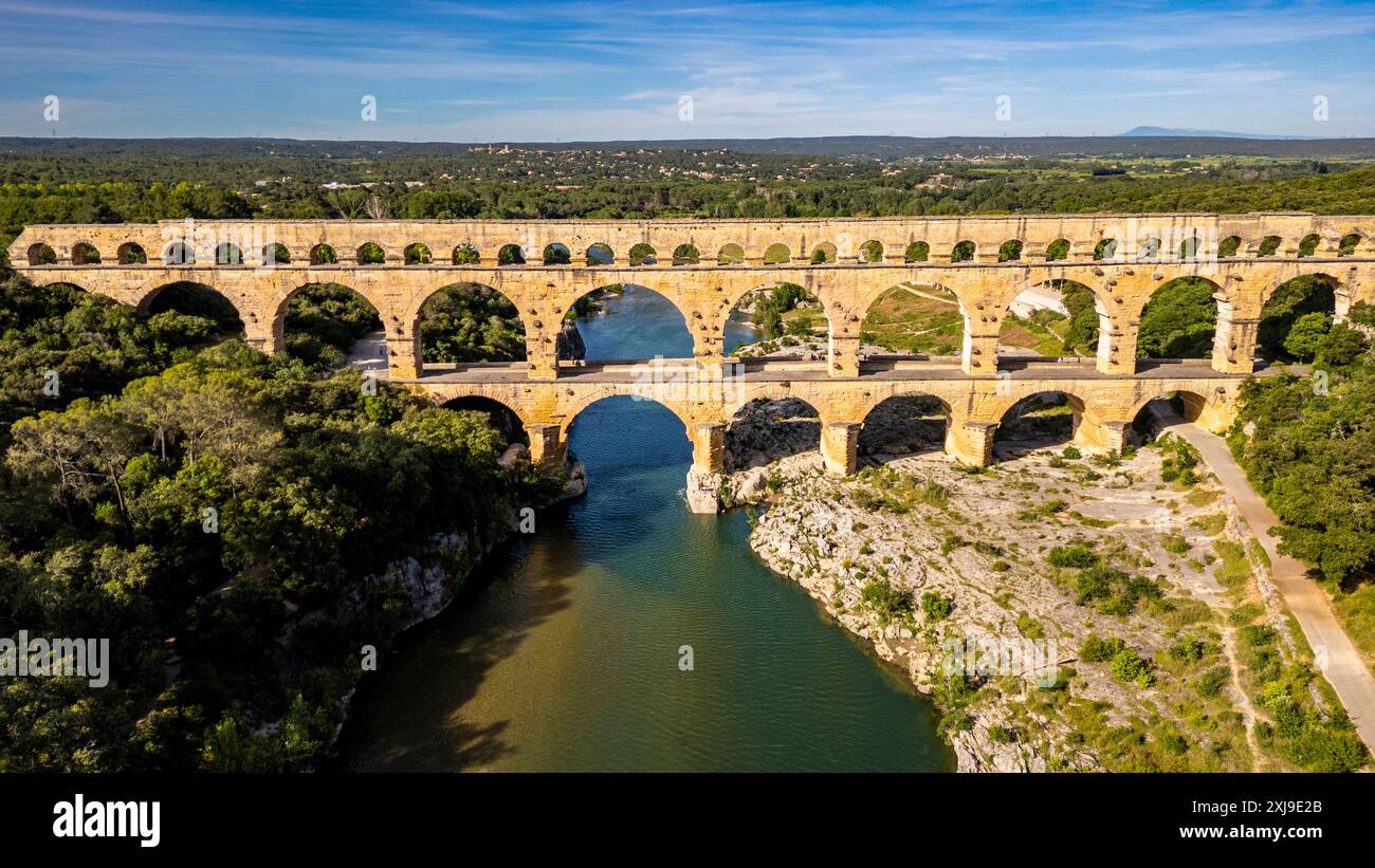 The Pont du Gard, ein römisches Aquädukt, UNESCO-Weltkulturerbe, Vers-Pont-du-Guard, Occitanie, Frankreich, Europa Copyright: MichaelxRunkel 1184-12745 Stockfoto