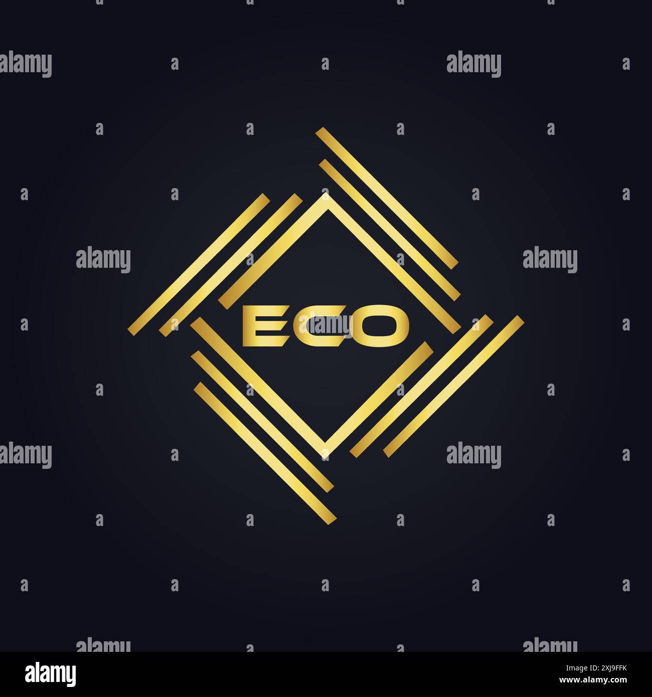 ECO-Logo. E C O-AUSFÜHRUNG. Weißer ECO-Buchstabe. ECO, E C O Letter Logo-Design. E C O Letter Logodesign in GOLD, GOLDEN LOGO, DREI, Stil. Letter-Logo-Set Stock Vektor