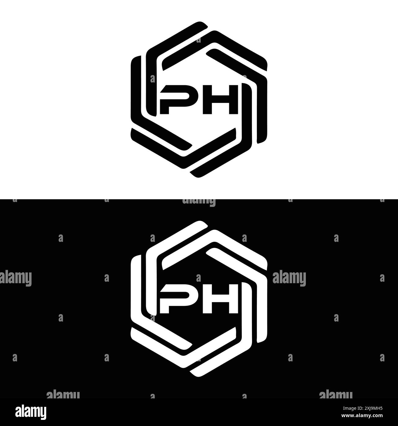 PH-Logo. P H-Konstruktion. Weißer PH-Buchstabe. Logo-Design mit dem Buchstaben PH, P H. Logo-Design mit P H-Buchstaben in GOLD, GOLDENES LOGO, DREI, Stil. Letter-Logo in einem AR Stock Vektor