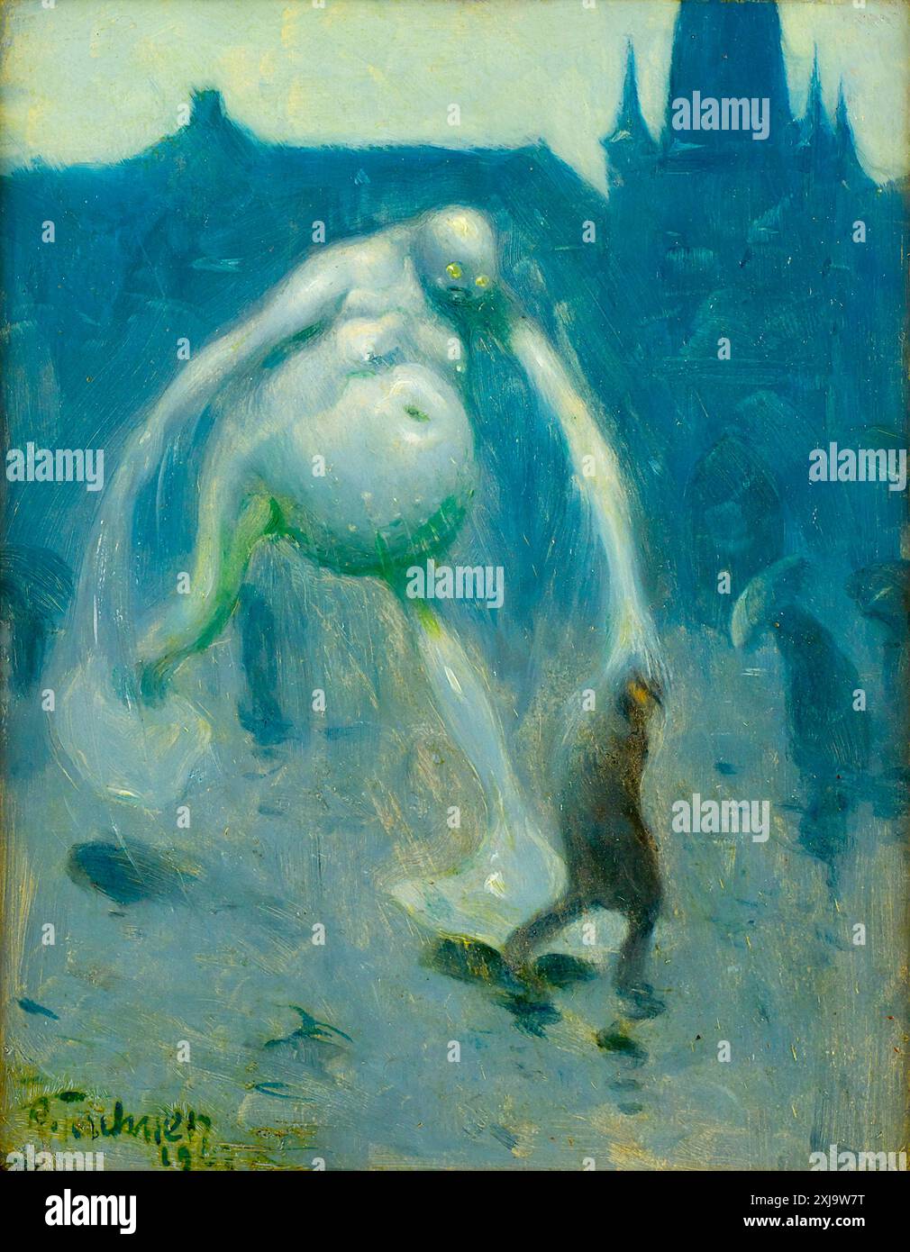 Richard Teschner - (österreichischer Bildhauer, Grafiker und Puppenspieler, tschechischer Herkunft) - Downpour - 1907 Stockfoto