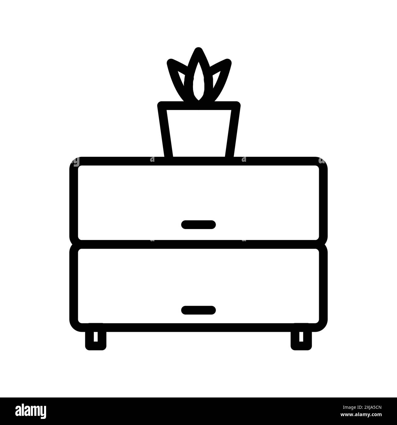 Symbol für Kommode in dünner Linie und linearem Vektorzeichen Stock Vektor