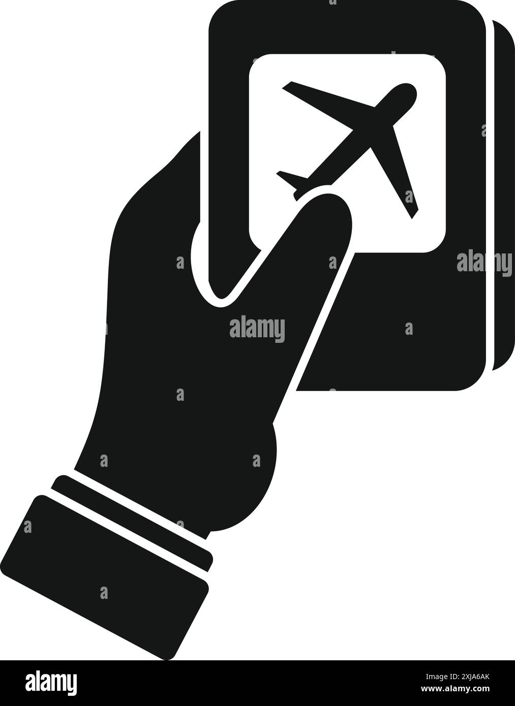 Hand hält Flugtickets bereit für eine Geschäftsreise oder einen Urlaub Stock Vektor