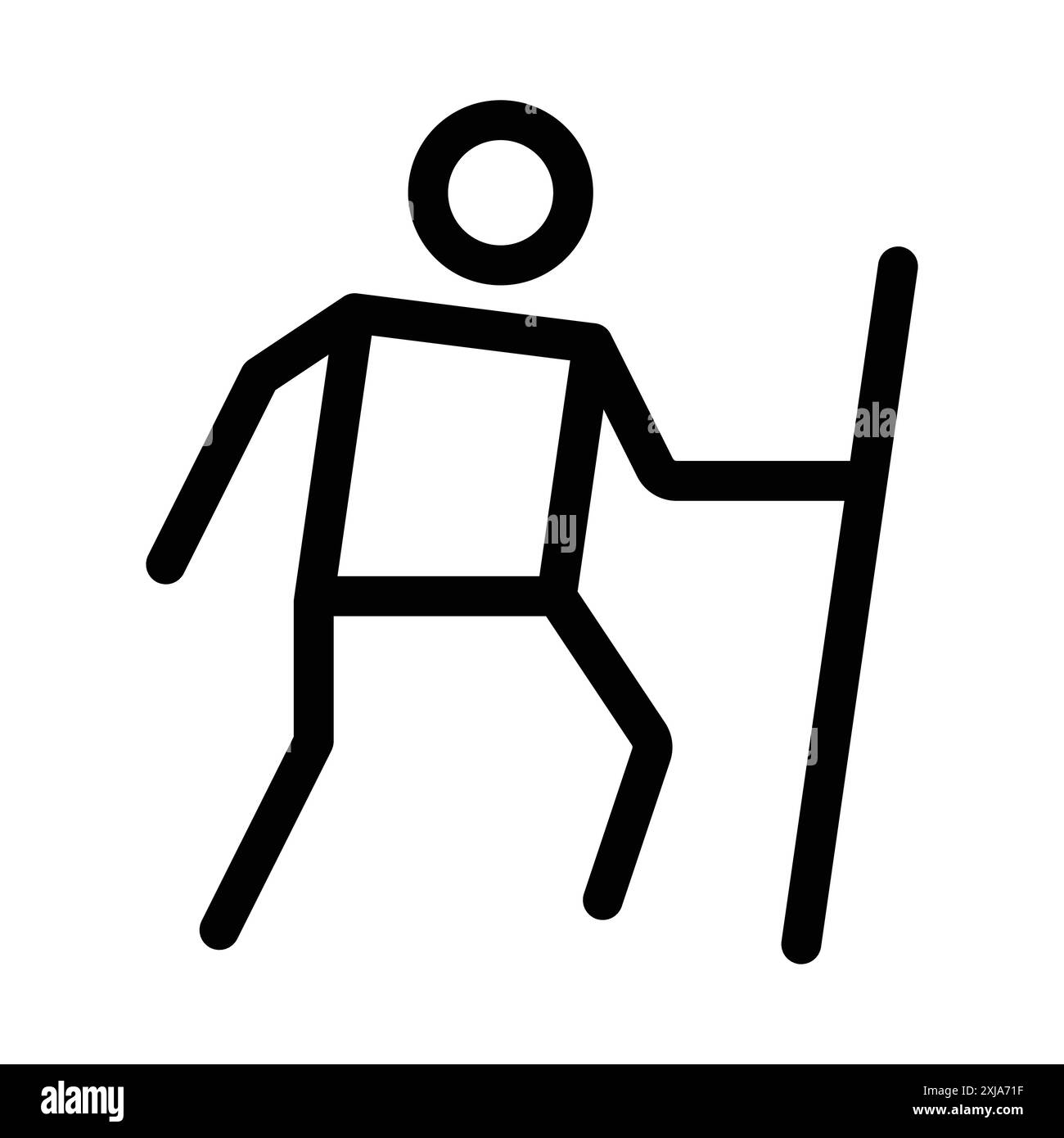 Symbol „Wandern“ in Form einer dünnen Linie und eines linearen Vektorzeichens Stock Vektor