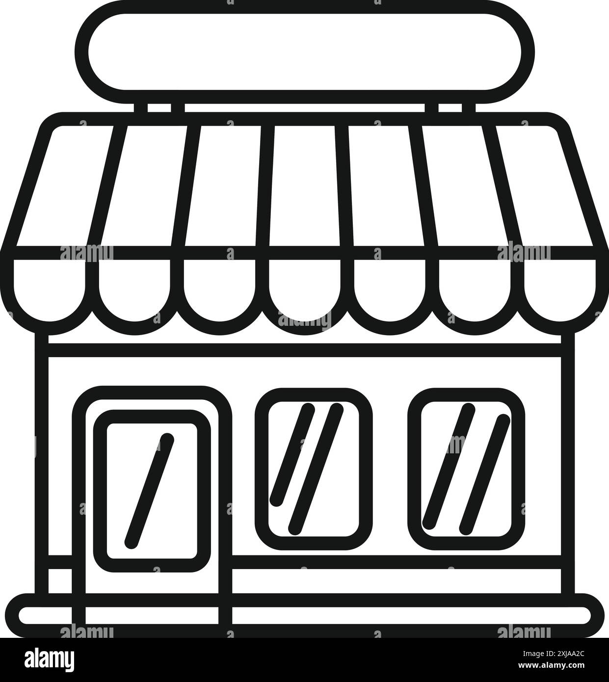 Einfach umrissenes Symbol eines kleinen Geschäfts mit gestreiftem Markise Stock Vektor