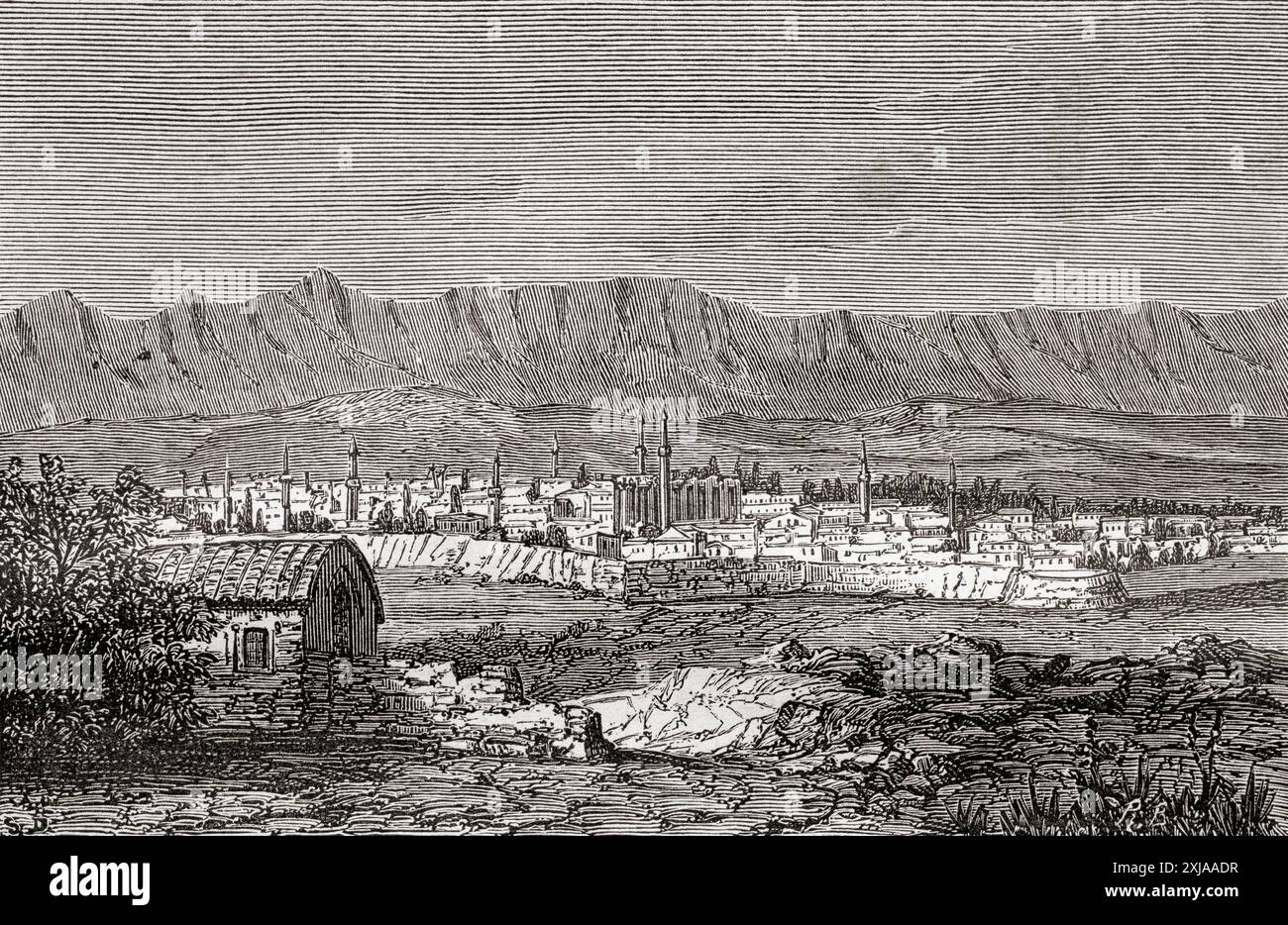 Blick auf Nikosia, Zypern im 19. Jahrhundert. Von Russes et Turcs: La Guerre D’Orient, veröffentlicht 1878. Stockfoto