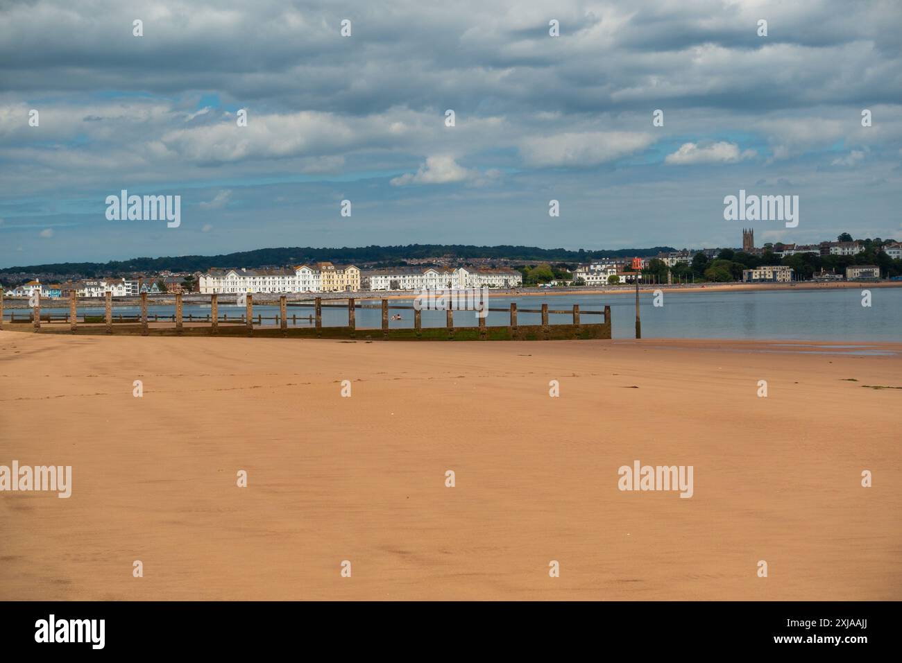 Blick auf Exmouth auf der anderen Seite des Flusses exe von Dawlish Warren, Devon Stockfoto