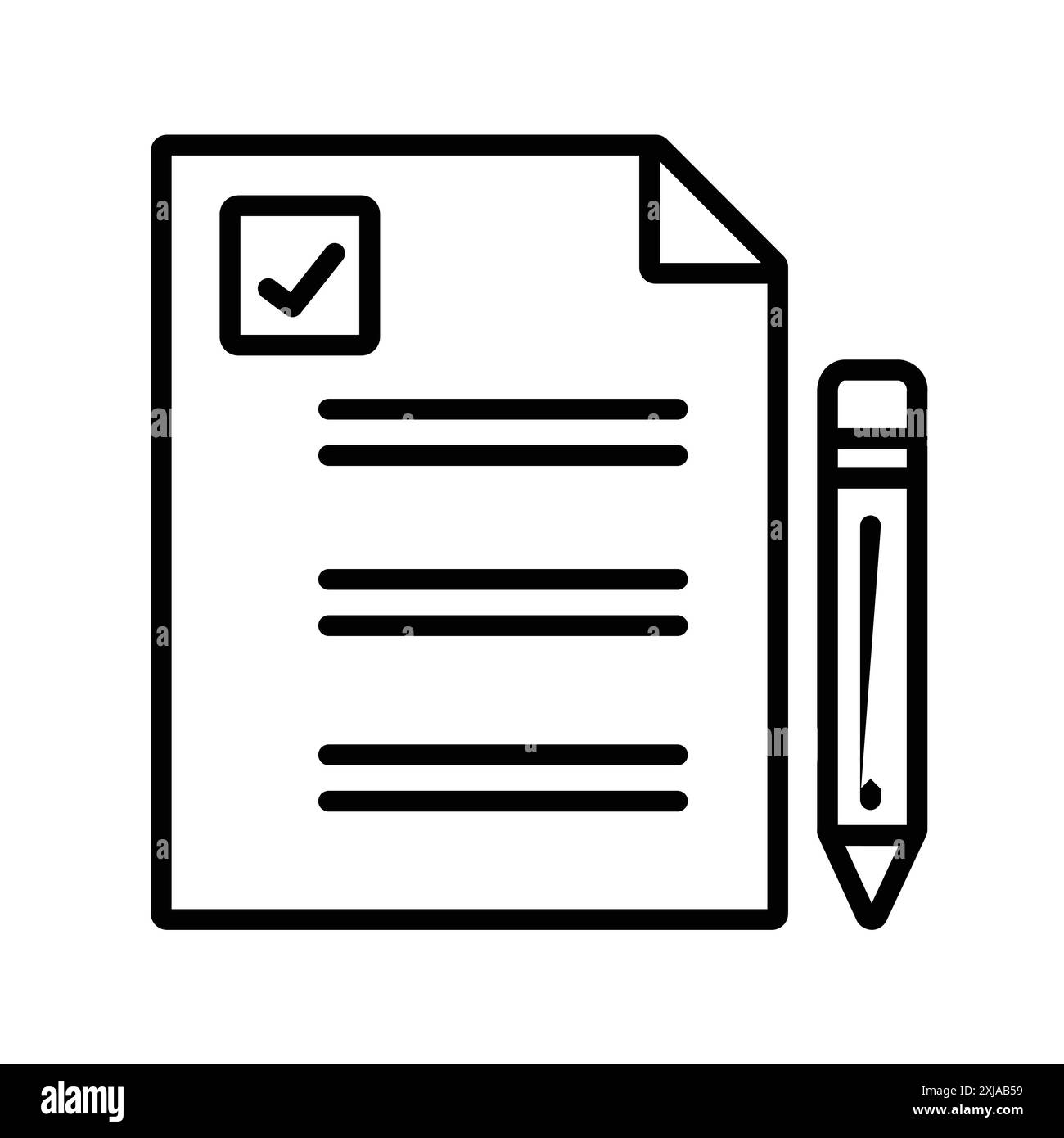 Symbol für Papierkram in Form einer dünnen Linie und eines linearen Vektorzeichens Stock Vektor