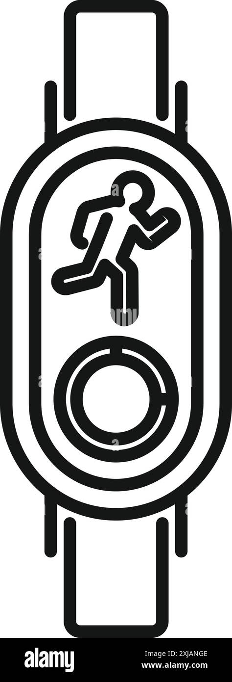 Die Ampel mit dem Symbol Running man zeigt grünes Licht für ein sicheres Überqueren an Stock Vektor