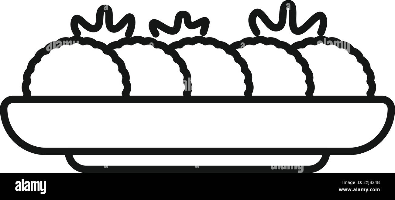 Linienzeichnung eines Tellers Falafel, ein beliebtes Gericht aus dem Nahen Osten Stock Vektor