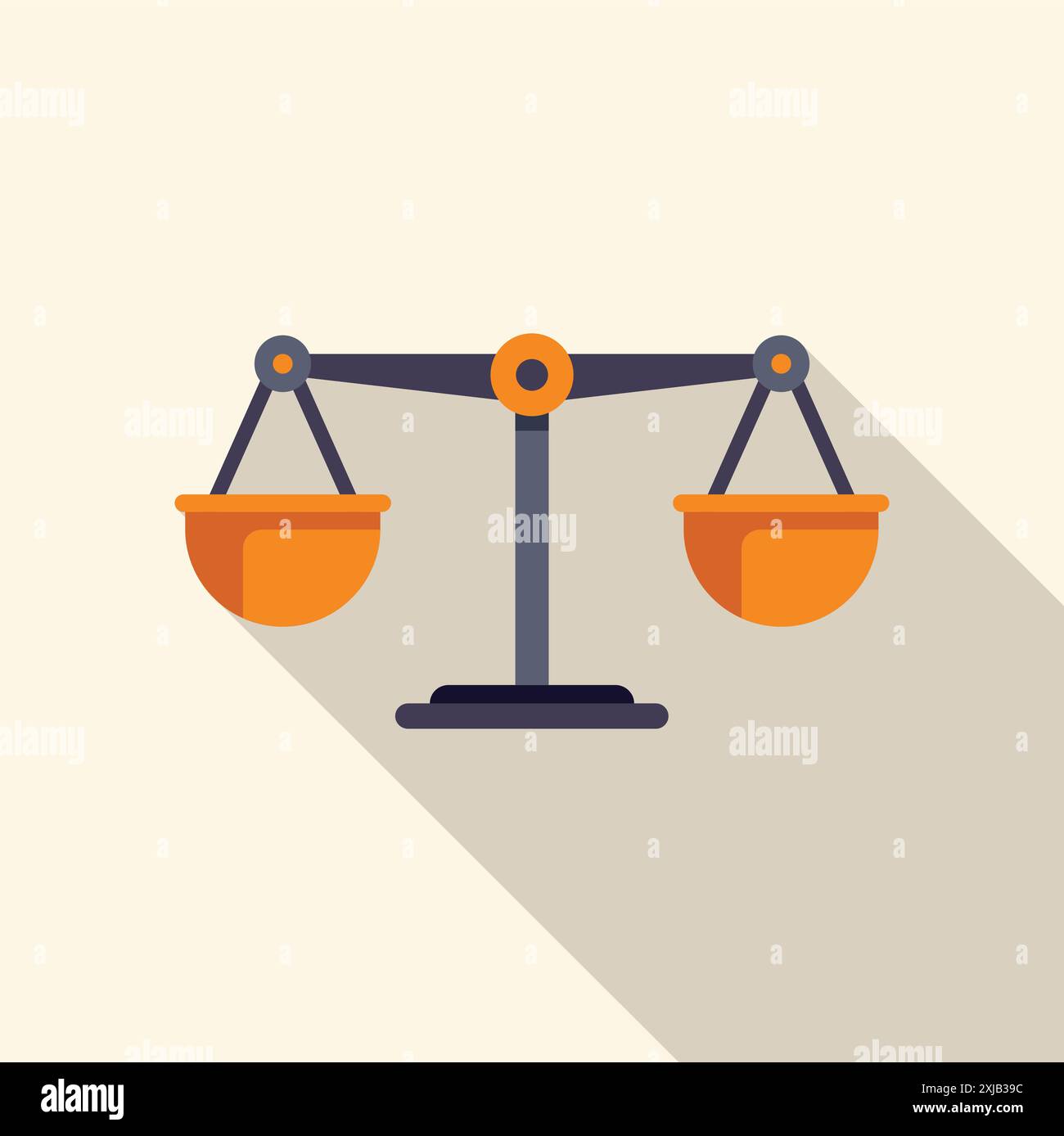 Balanceskala zum Vergleich der Gewichte, die den Begriff Justiz und Recht repräsentieren Stock Vektor