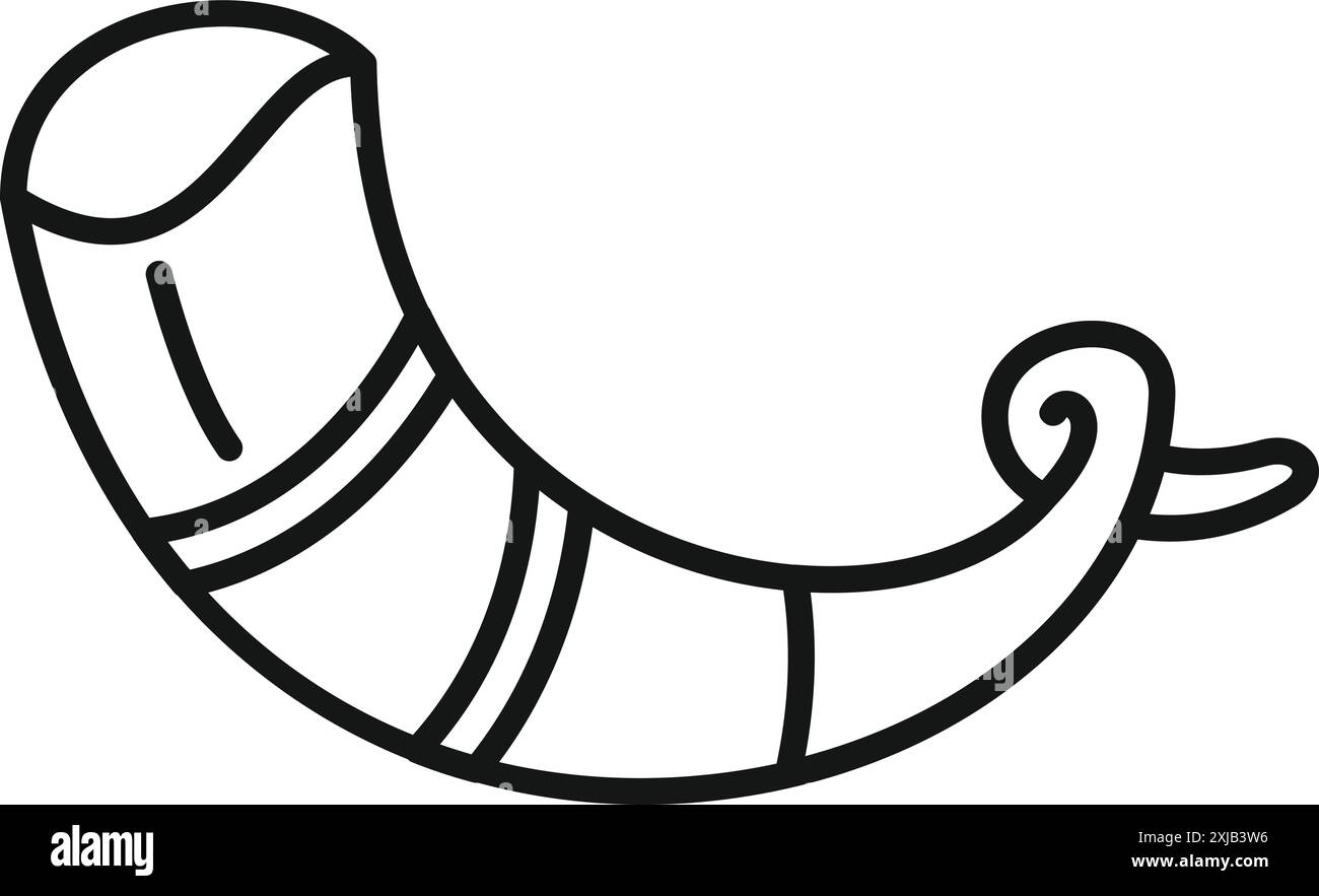 Einfache Strichkunst-Ikone eines dekorierten Trinkhorns, das von wikings verwendet wird Stock Vektor