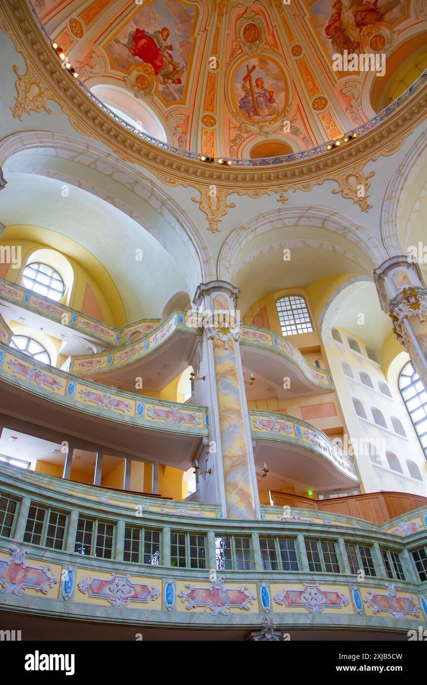 Frauenkirche oder Kirche unserer Lieben Frau. Lutherische Kircheneinrichtung. Dresden, Sachsen, Deutschland. Stockfoto