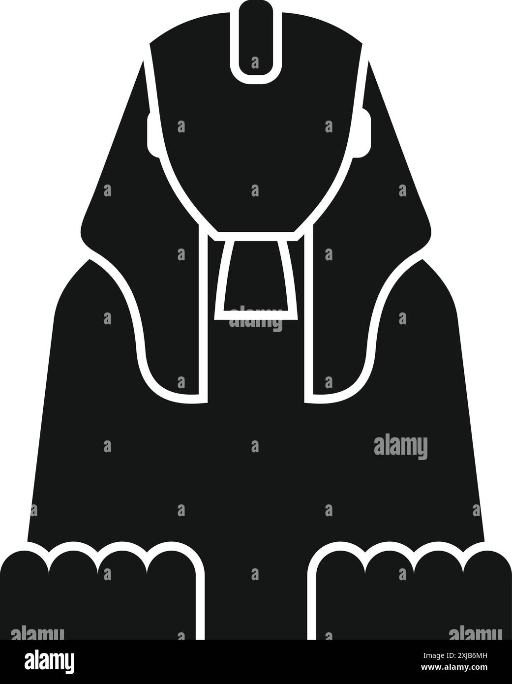 Schwarze Silhouette Ikone einer altägyptischen Sphinx Statue, die majestätisch sitzt Stock Vektor