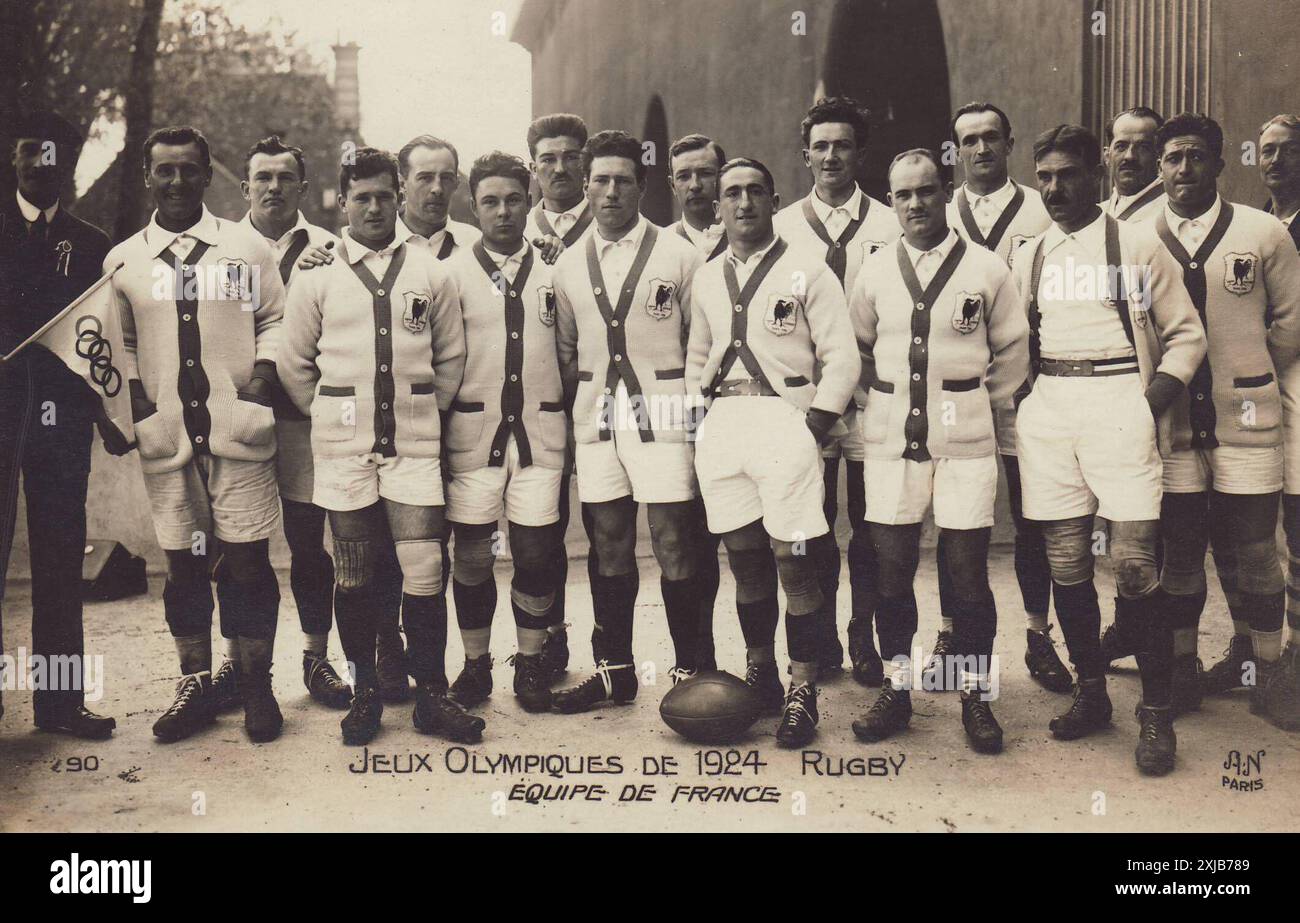 Die französische Rugby-Nationalmannschaft, die bei den Olympischen Spielen 1924 teilnahm - unbekannter Autor Stockfoto