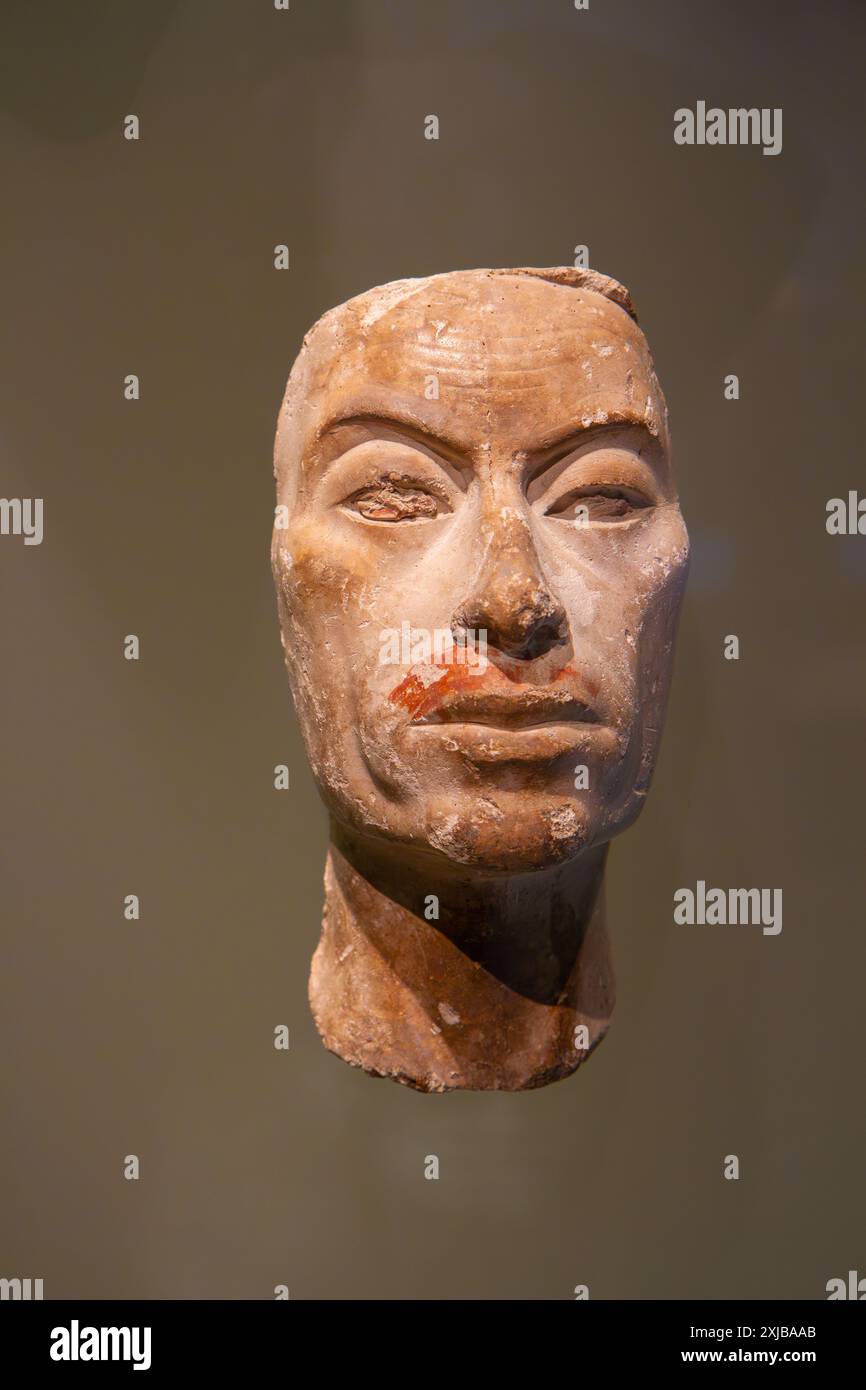 Porträtstudien eines Mannes. Neues Königreich Ägypten. Amarna-Periode. Ägyptisches Museum Berlin, Deutschland. Stockfoto