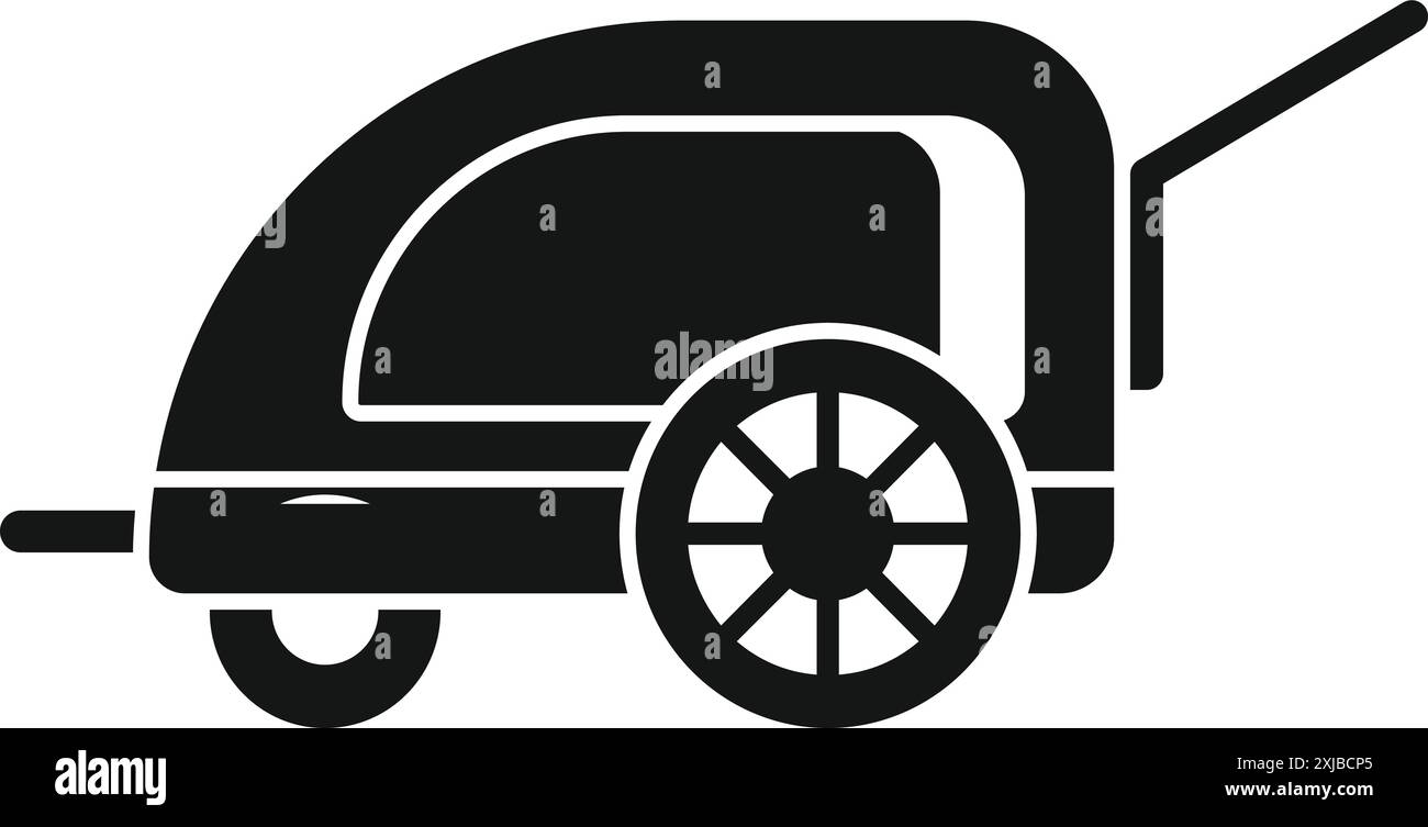 Schwarze Silhouette eines Fahrradanhängers mit offenem Oberteil für den Transport von Fracht Stock Vektor