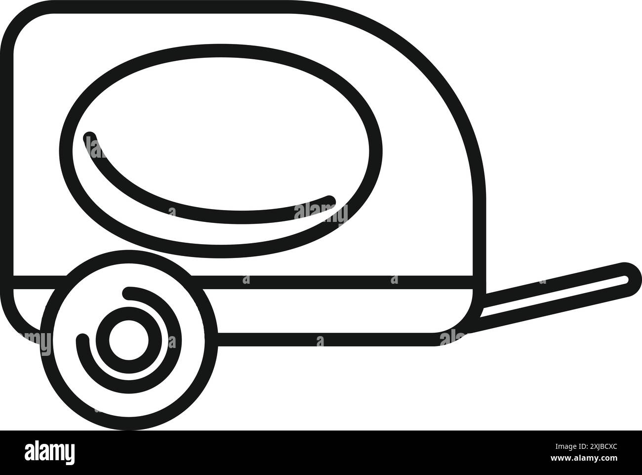 Minimalistisches Symbol eines kleinen Campinganhängers für eine Person für Reise und Abenteuer Stock Vektor