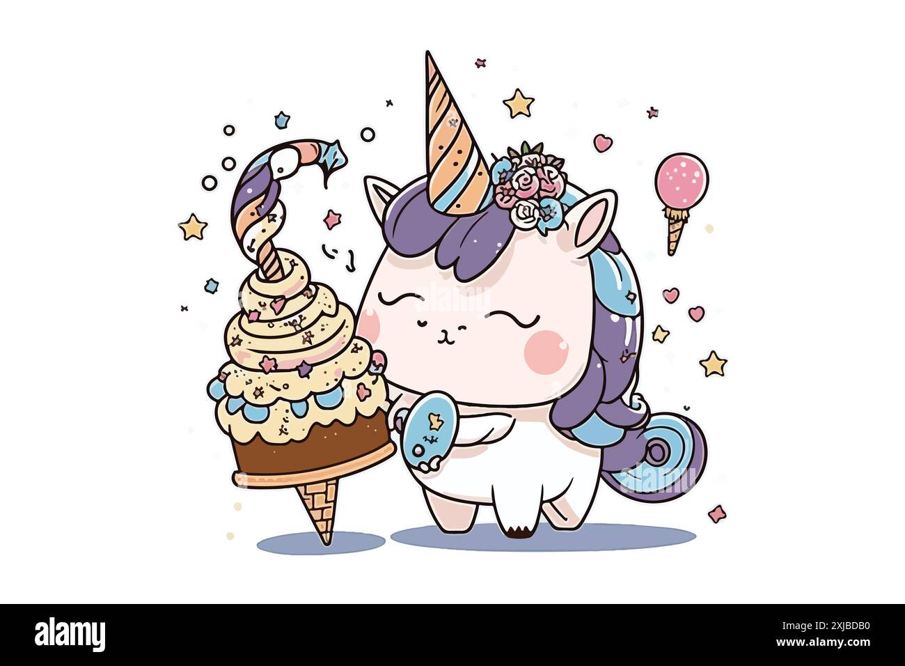 Einhorn Geburtstag Vektor Illustration Stock Vektor