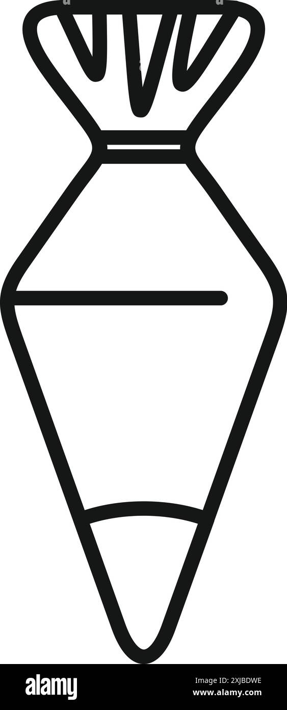 Umrisssymbol eines Gebäckbeutels zum Dekorieren von Kuchen und Keksen Stock Vektor