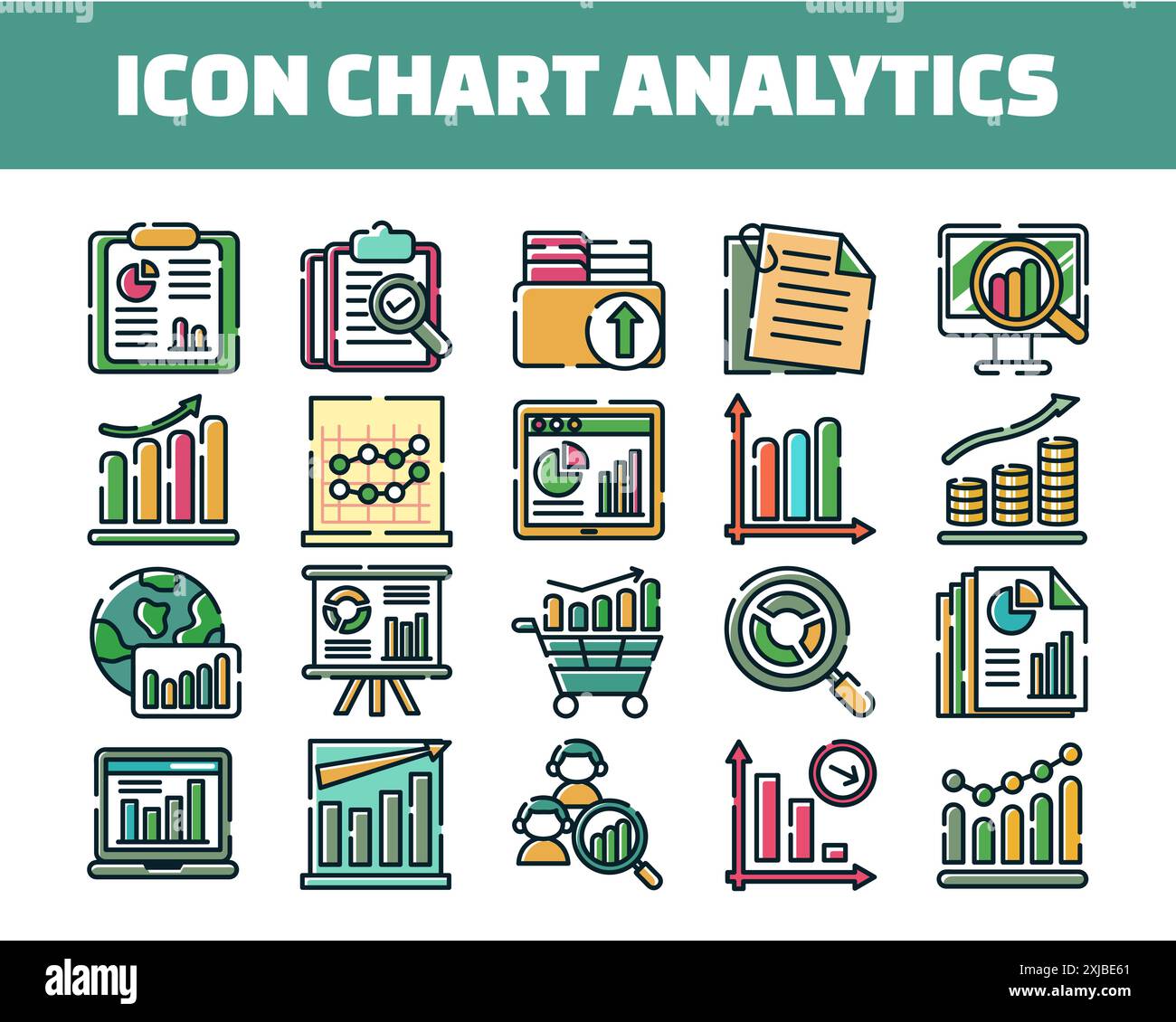 Symboldiagramm Analyse Vektorillustrationssatz Stock Vektor