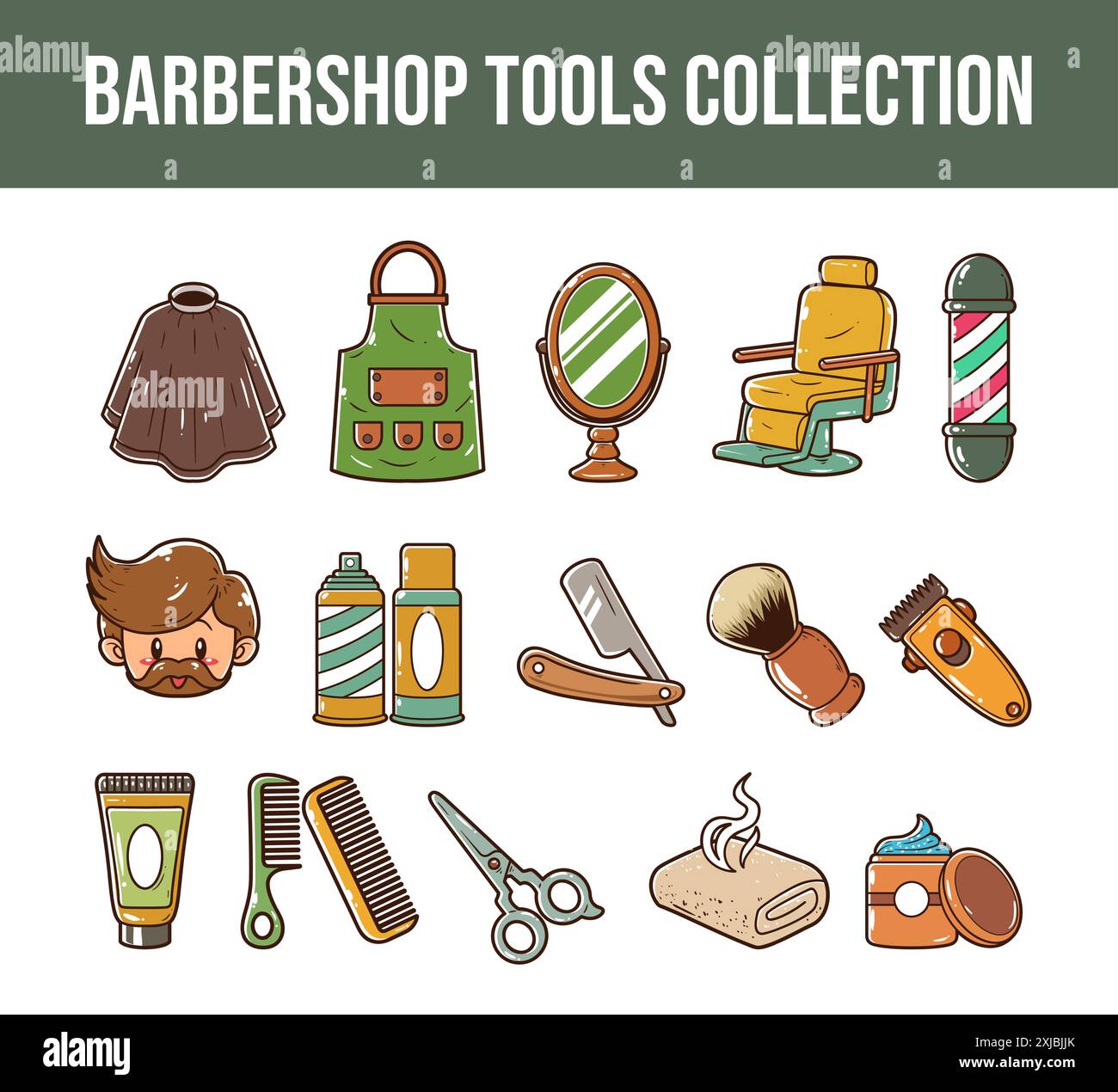 Barbershop Tools Element Vektor Illustration Set Stock Vektor