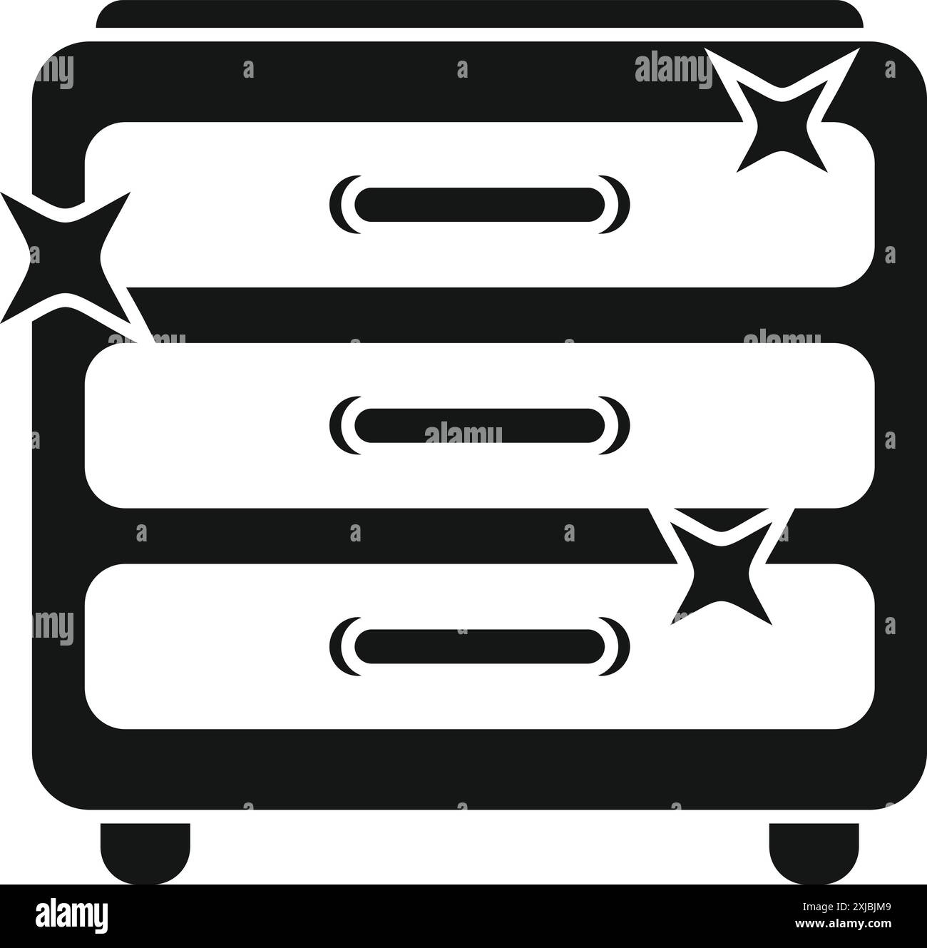 Die Reinigungsfirma reinigt ein Möbelstück im Schlafzimmer mit Reinigungsmittel und Tuch Stock Vektor