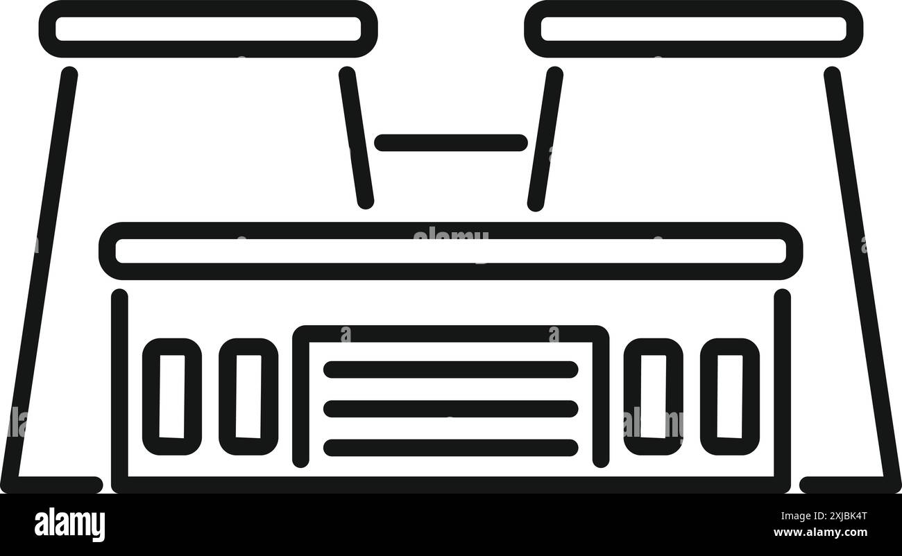 Einfache, moderne Außenfassade des Fabrikgebäudes mit Tore Line Symbol für Apps und Websites Stock Vektor