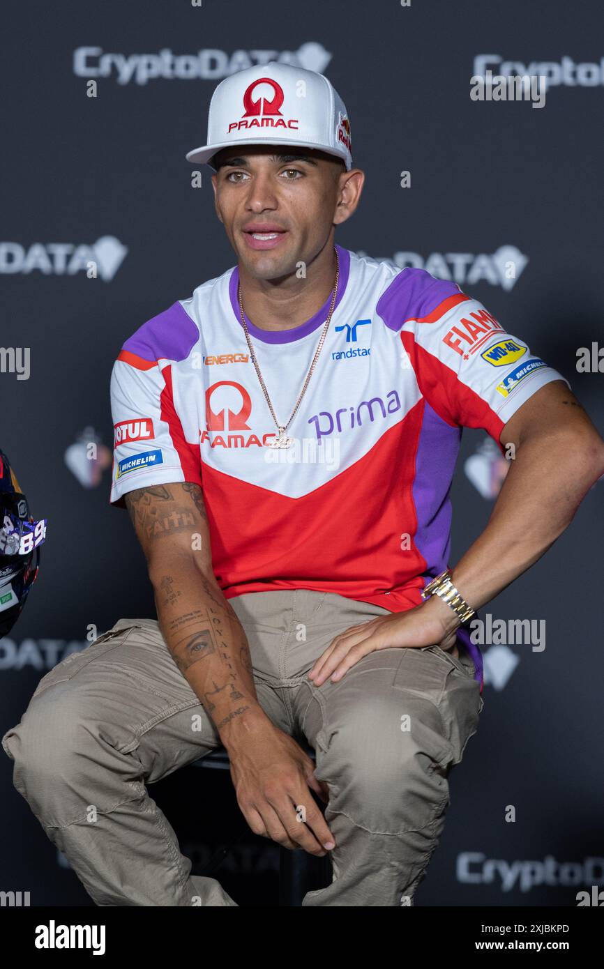 Jorge MARTIN (SPA) - Prima Pramac Racing nimmt an der Pressekonferenz des MotoGP CryptoDATA Motorrad Grand Prix von Österreich auf dem Red Bull Ring Teil. Stockfoto