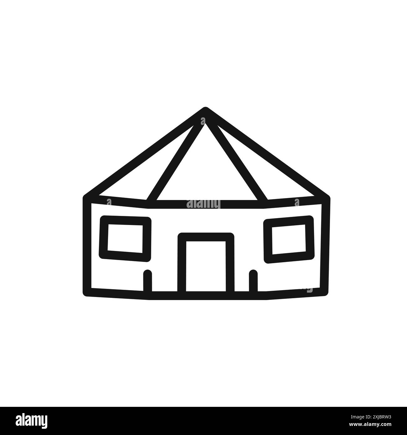 Yurt-Symbol lineares Vektorgrafik Zeichen oder Symbolsatz für Web-App-ui Stock Vektor