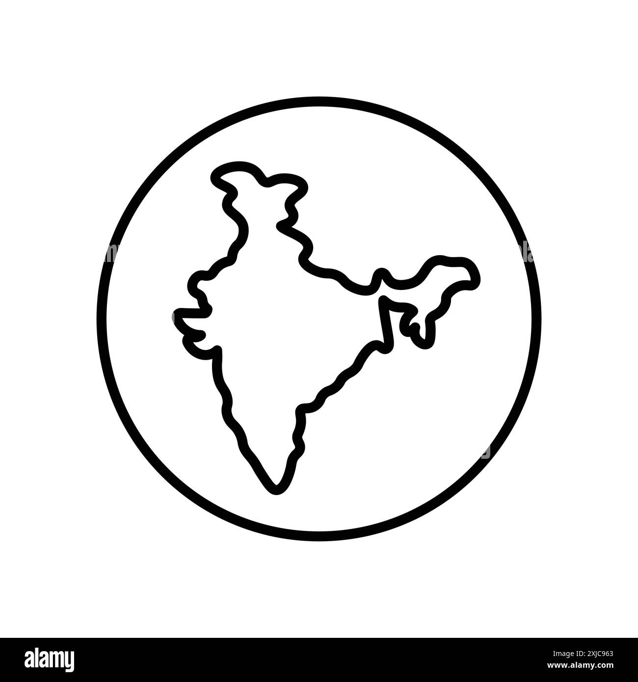 Indische Karte Symbol flach gesetzt in schwarz-weiß Farbe Umrissvektor Stock Vektor